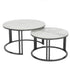 Premier Square Nesting Coffee Table Set – White Sintered Stone & Black Iron