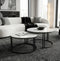 Premier Square Nesting Coffee Table Set – White Sintered Stone & Black Iron
