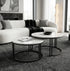 Premier Square Nesting Coffee Table Set – White Sintered Stone & Black Iron