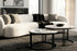 Premier Square Nesting Coffee Table Set – White Sintered Stone & Black Iron
