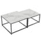 Ciest Square Nesting Coffee Table Set – White Sintered Stone & Black Iron