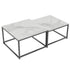 Ciest Square Nesting Coffee Table Set – White Sintered Stone & Black Iron