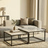 Ciest Square Nesting Coffee Table Set – White Sintered Stone & Black Iron