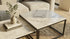 Ciest Square Nesting Coffee Table Set – White Sintered Stone & Black Iron