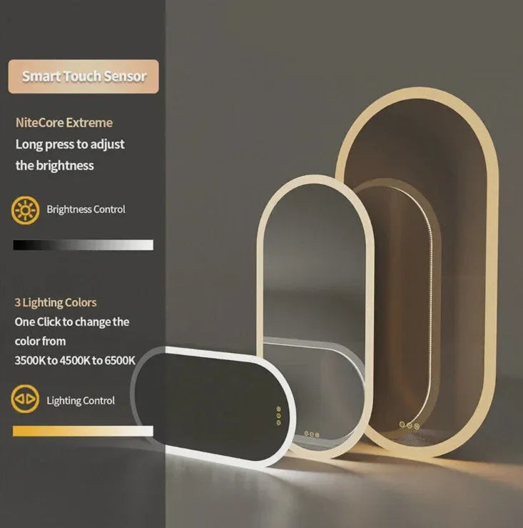 50×100cm Oval LED Bathroom Mirror – Frameless Anti‑Fog Backlit Touch
