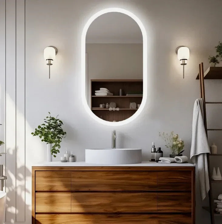 50 x 80cm Oval Frameless LED Bathroom Mirror