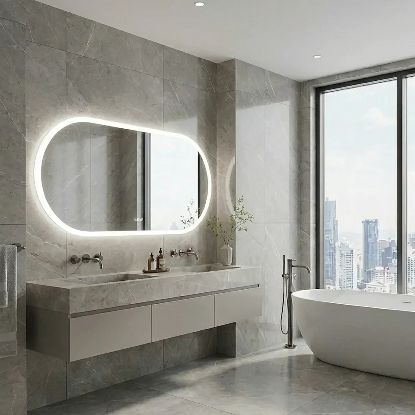 60 x 120cm Oval Frameless LED Bathroom Mirror