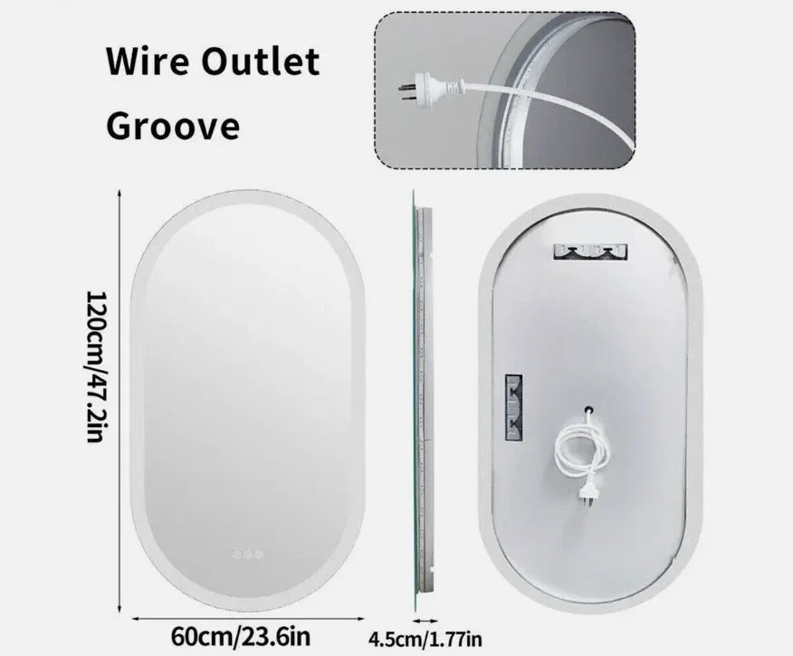 60 x 120cm Oval Frameless LED Bathroom Mirror