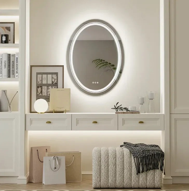 60 x 80cm Oval Frameless LED Bathroom Mirror