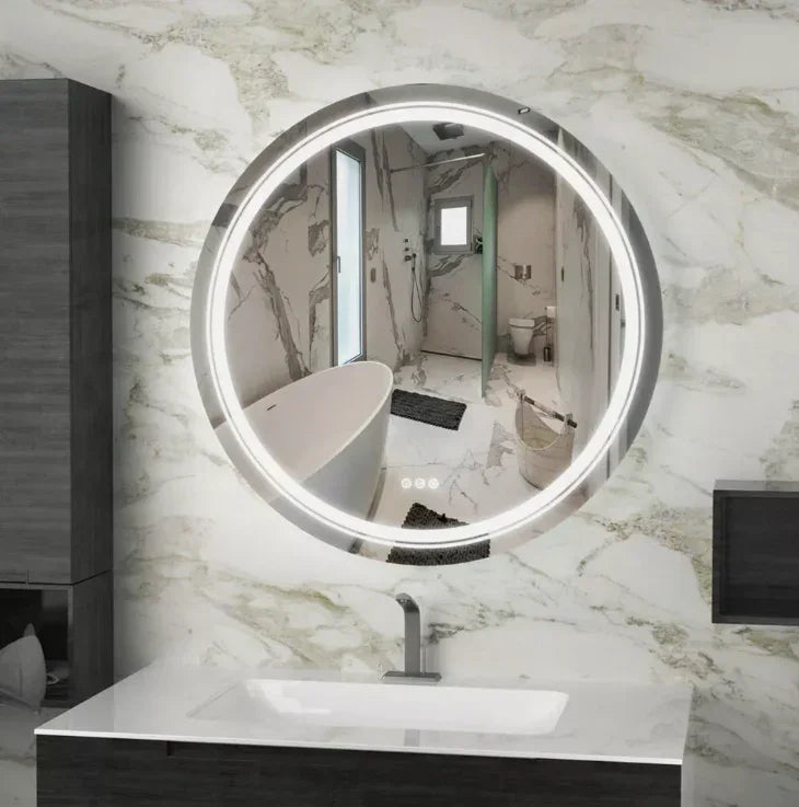 60cm Round LED Bathroom Mirror – Frameless Anti‑Fog Backlit Touch