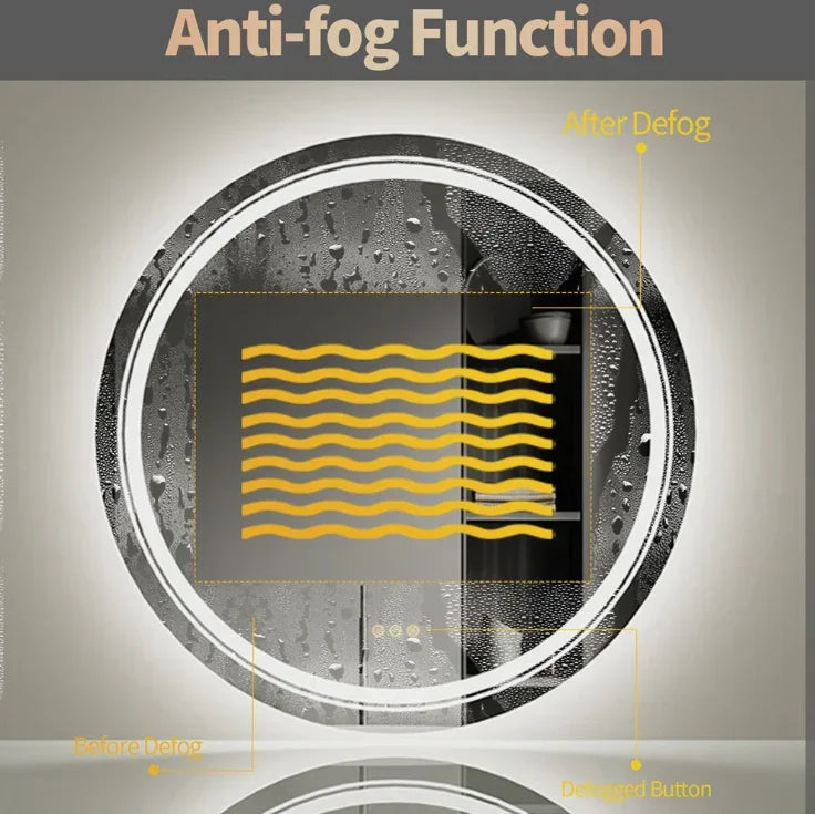 60cm Round LED Bathroom Mirror – Frameless Anti‑Fog Backlit Touch