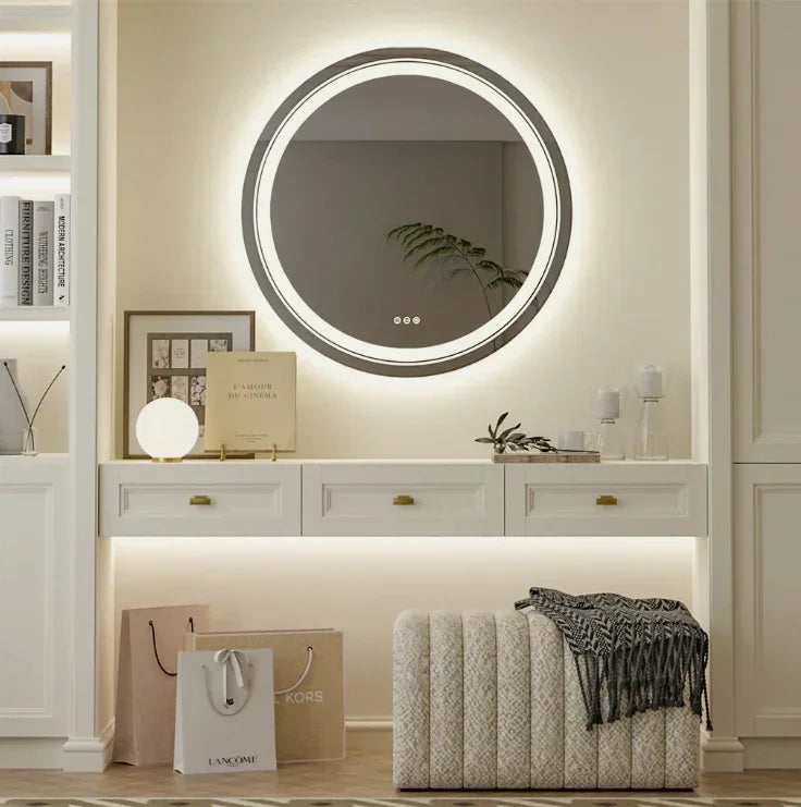60cm Round LED Bathroom Mirror – Frameless Anti‑Fog Backlit Touch