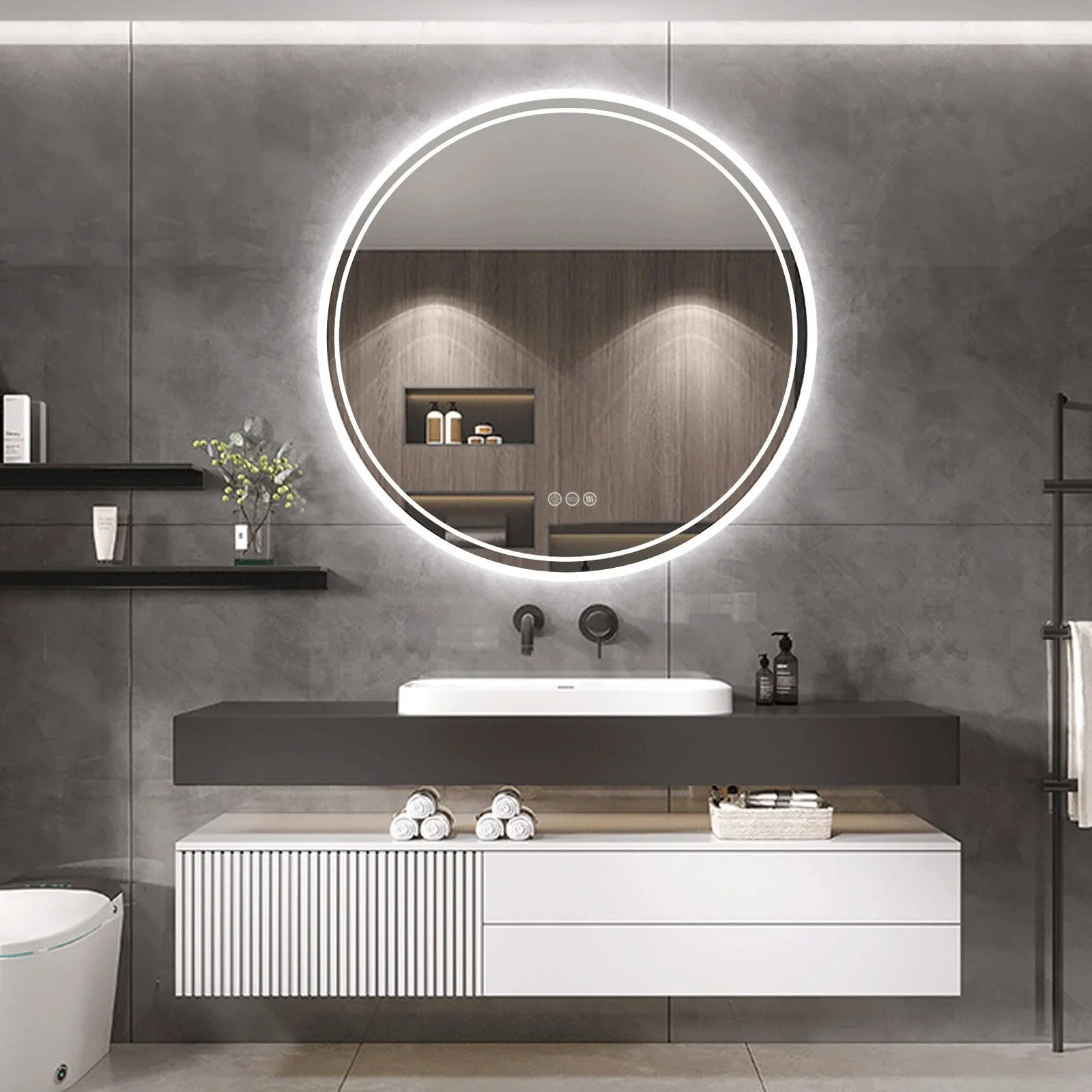 80cm Round Frameless LED Bathroom Mirror