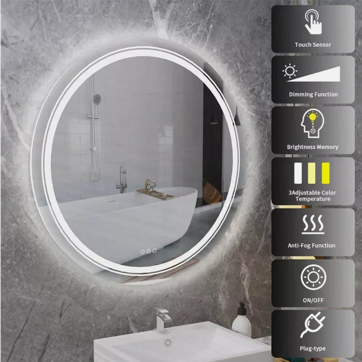 80cm Round Frameless LED Bathroom Mirror