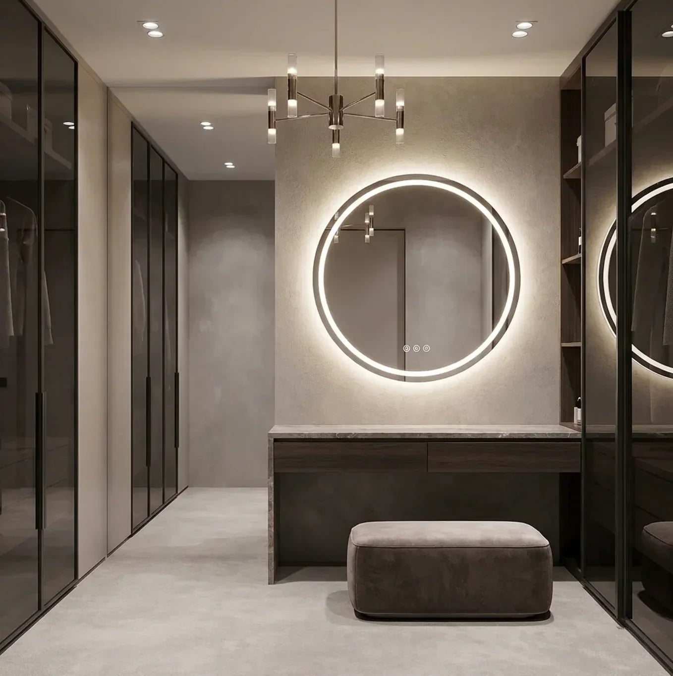 80cm Round Frameless LED Bathroom Mirror – Bluetooth