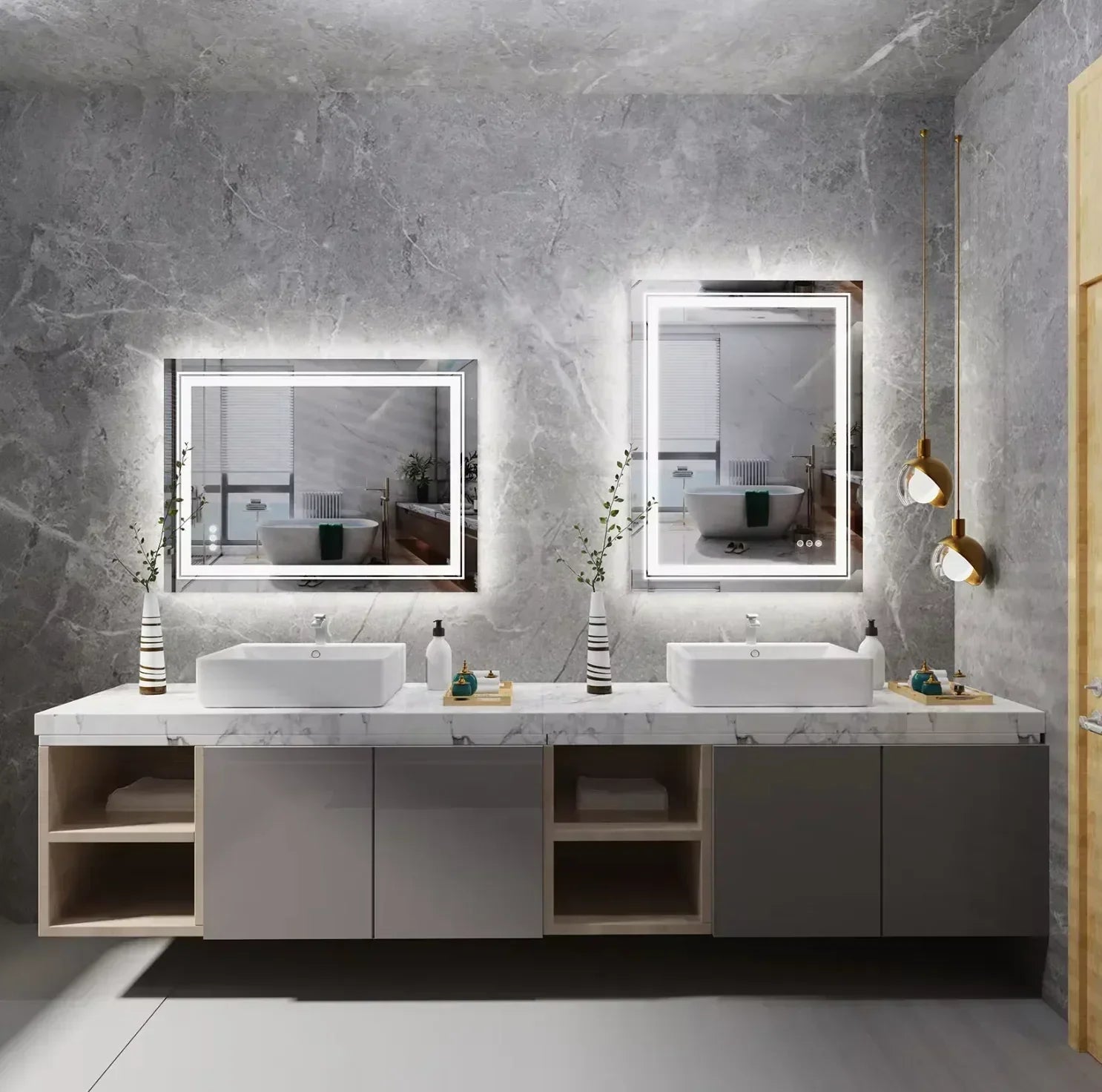 60 x 80cm Rectangle Frameless LED Bathroom Mirror