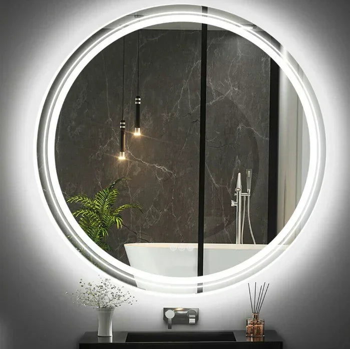 90cm Round LED Bathroom Mirror – Frameless Anti‑Fog Backlit Touch