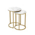 Diva Gold Round Nesting Side Table Set – White Sintered Stone & Metal