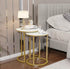 Diva Gold Round Nesting Side Table Set – White Sintered Stone & Metal