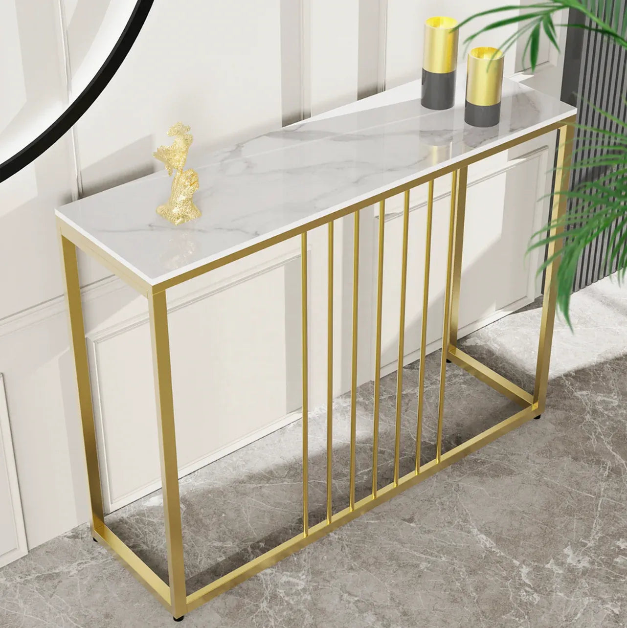 - Aurelia Hallway Console Table - Gold - 120cm