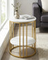 Cleo Gold Two Shelf Stone Side Table