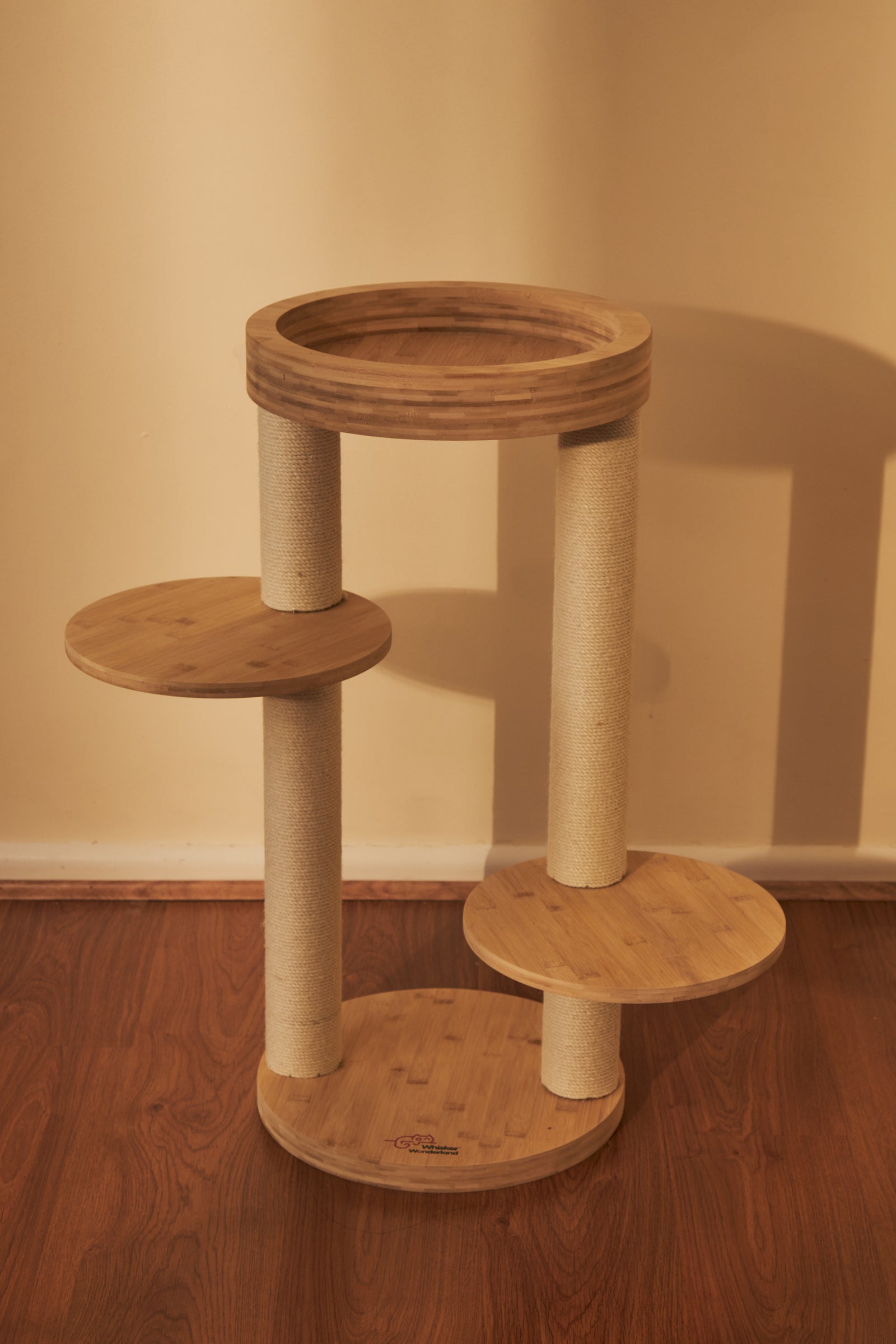 Whisker Wonderland Premium Eco Bamboo Cat Tree Small - Natural Bamboo Structure, Safe & Stable, Multi-Functional Cat Furniture, Climbing & Scratching
