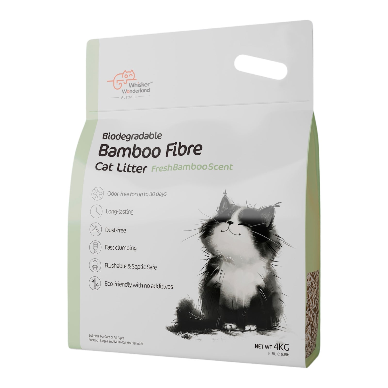 Bulk Biodegradable Bamboo Fibre Cat Litter 4KG - Full Box (Save More!) | Superior Odour Control, Fast Clumping & Flushable | Eco-Friendly Value Pack