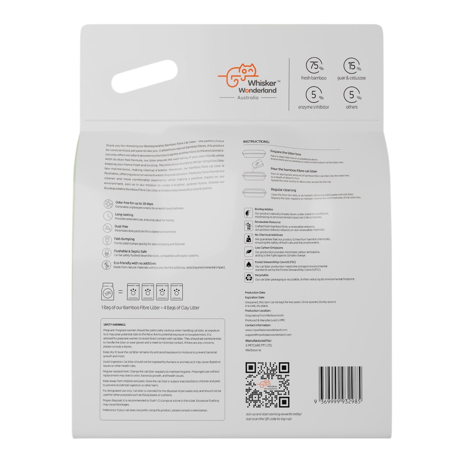 Bulk Biodegradable Bamboo Fibre Cat Litter 4KG - Full Box (Save More!) | Superior Odour Control, Fast Clumping & Flushable | Eco-Friendly Value Pack