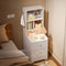 Minimalist Bedroom Cabinet Warm White 3-Shelf Storage Unit with 2 Drawers