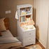 Minimalist Bedroom Cabinet Warm White 3-Shelf Storage Unit with 2 Drawers