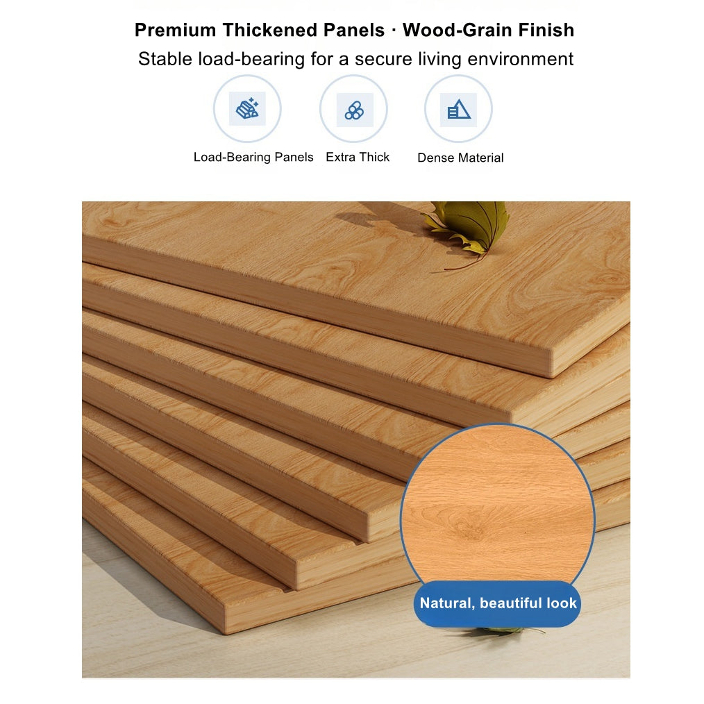 Minimalist Bedroom Cabinet Warm White 3-Shelf Storage Unit with 2 Drawers