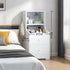 Minimalist Bedside Cabinet White Cosmetic Storage Dual Shelves Curved Design