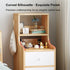 Minimalist Bedside Cabinet White Cosmetic Storage Dual Shelves Curved Design