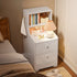 2x bedside table set with shelves and drawers modern white design