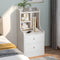 White Nightstand Wooden Knobs Divided Storage Sections Drawers Curved Sides
