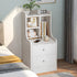 White Nightstand Wooden Knobs Divided Storage Sections Drawers Curved Sides