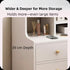 White Nightstand Wooden Knobs Divided Storage Sections Drawers Curved Sides