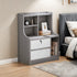 Light Gray Nightstand White Drawer Fronts Secure Storage Open Shelf 70cm