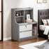 Light Gray Nightstand White Drawer Fronts Secure Storage Open Shelf 70cm