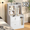 2x Bedside table set modern minimalist lockable drawer open storage unit