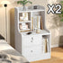 2x Bedside table set modern minimalist lockable drawer open storage unit