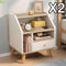2x bedside table set wooden drawer natural white wood grain furniture