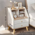 2x bedside table set wood grain drawers curved design bedroom furniture