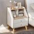 2x bedside table set wood grain drawers curved design bedroom furniture