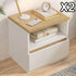 2x bedside table set modern white oak wood drawer minimalist design