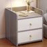 Two-Tone Nightstand Light Gray Wood White Drawers Safety Edge Wooden Knobs
