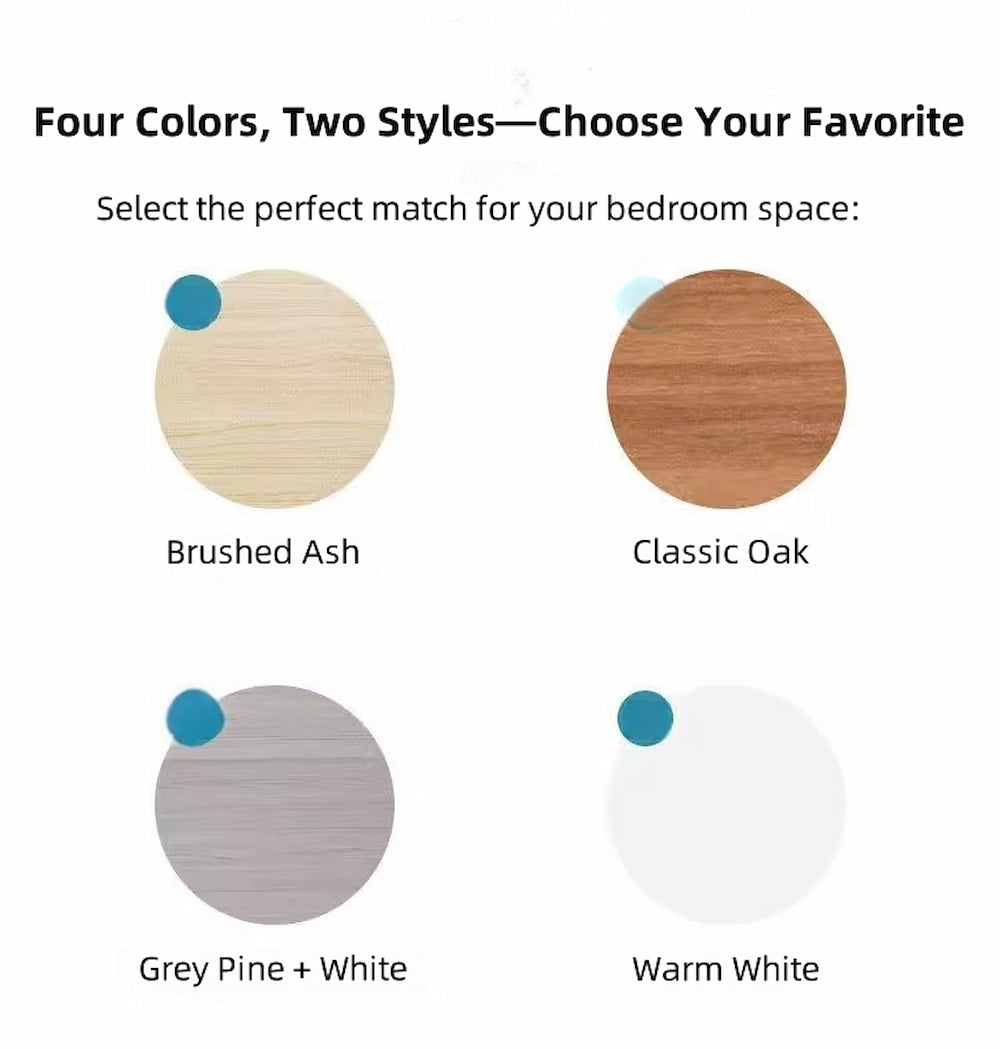 Two-Tone Nightstand Light Gray Wood White Drawers Safety Edge Wooden Knobs