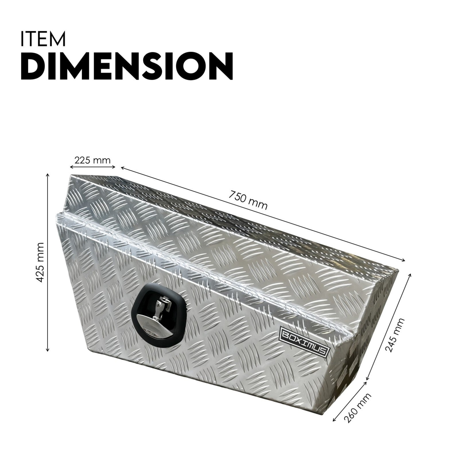 Under Tray Tool Box Underbody Pair Set 750mm Checker Plate Aluminium