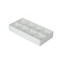 10 Pack of White Card Chocolate Sweet Soap Product Retail Gift Box - 8 bay 3cm Compartments - Clear Slide On Lid - 16x8x3cm