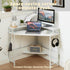 L-Shaped Corner Desk with Built-In Power Board, White Gaming Desk with Charging Station (Casadiso Albali Pro)